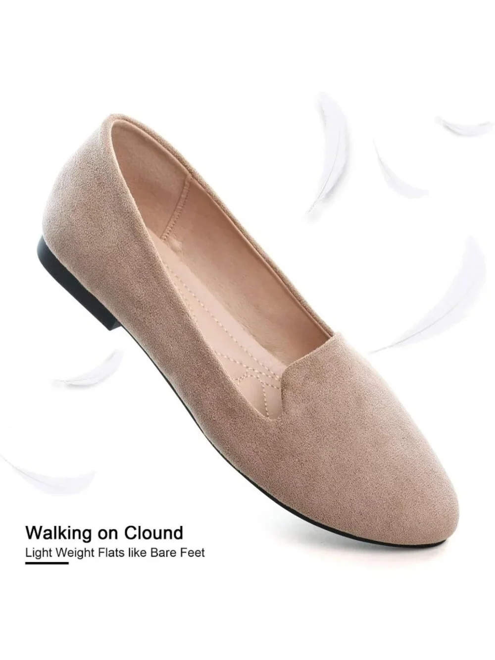 Women's khaki Round Toe Comfortable Low Heel Slip On Loafer Ballet Flat Shoes
